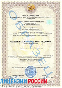 Образец сертификата соответствия аудитора №ST.RU.EXP.00006191-3 Алексин Сертификат ISO 50001